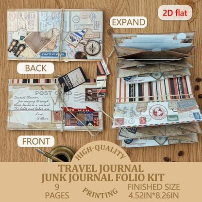 Accordion Folio Mini Project,Folio Booklet Craft Kit, Junk Journal Kit, Scrapbooking Supplies, Journaling Decor, Mini Folio Writer Folder Project, Arts & Crafts Gifts, Handmade Decor Accessories - Image 2