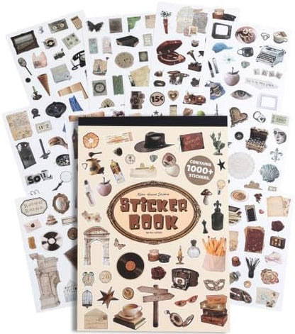 1000+ PCS Retro Vintage Sticker Book, Old Fashion Little Object Theme Aesthetic Stickers for Scrapbooking, Art Journaling, Junk Journal Supplies for Adults Teens Girls DIY Crafts Decorations - Image 3