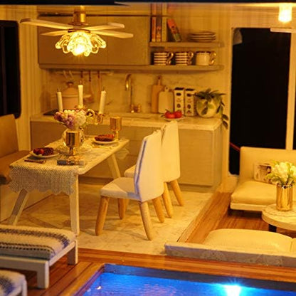 GuDoQi DIY Miniature Dollhouse Kit, Tiny House kit with Music, Miniature House Kit 1:24 Scale, Great Gift for Birthday Christmas Day, Time Apartment - Image 3