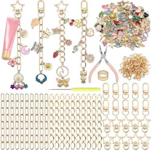 Lyukii 344Pcs Charms Lip Gloss Keychain Making Kit by Lyukii