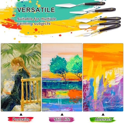 5 Piece Palette knifes Painting Knife Set Supplies for Oil, Acrylic Paint,Cake Decorating,Stainless Steel Pallet Knife Paint Knife Art Spatula for Various Types of Painting,ColorMixing,Smearing - Image 4