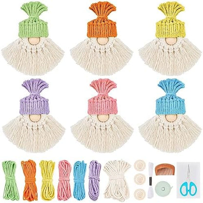 FREEBLOSS 6 Set DIY Macrame Gnomes with Instruction Spring Santa Claus Design Macrame Kit for Beginners Macrame Santa Claus for Christmas Tree Decor Christmas Tree Ornaments by FreeandCreativeCraftsArt