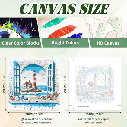 ICYANART Paint by Numbers for Adults Framed, Beach Number Painting 8x8In - Image 3