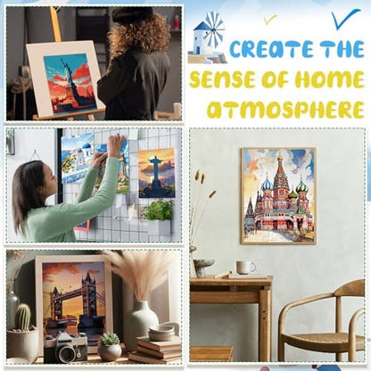 Sherr 108 Pcs Landmarks Sip and Paint Kit, Pre Drawn Canvas for Adults - Image 5