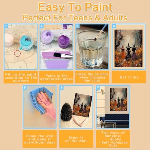 Halloween Framed Paint by Numbers Kits for Adults 12x16in with Wooden Easel - Image 7