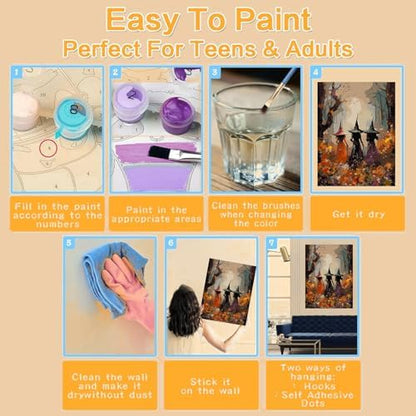 Halloween Framed Paint by Numbers Kits for Adults 12x16in with Wooden Easel - Image 7