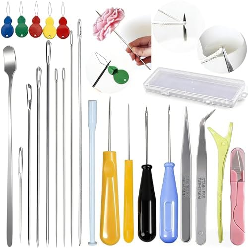 24PCS Candle Making Supplies with Plastic Storage Box Big Eye Long Wick Needle for Candles &Silicone Mold,Punch Needle with Hook Eye,Candle Tool Kit for Beginner,Wicks Placing Tube,Stirring Spoon by Nimozekd
