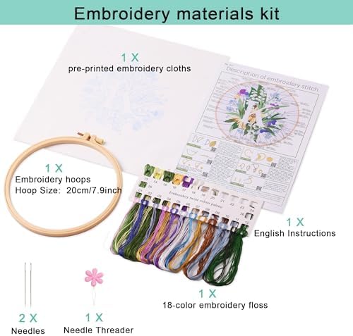 Harimau Letter K Pattern Embroidery Kit for Adult Beginners, Complete Starter Pack with 1 Hoop, Needles, Instruction Guide & Embroidery Stitch Video Tutorials - Image 2