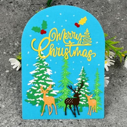 Scrapbooking Die-Cuts, Christmas Metal Cutting Dies for Card Making, Paper Craft Punch Template, Background Embossing Stencils, DIY Album Décor (Merry Christmas Trees and Deer-17.9x15.8cm) - Image 3
