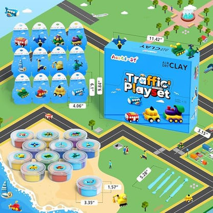 Aestd-ST Air Dry Clay Kit -Traffic Theme, Modeling Clay for Kids - Image 2