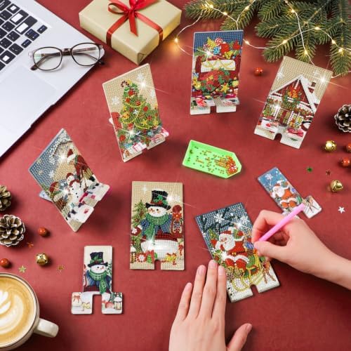 Saillong 6 Pcs Vintage Christmas Diamond Painting Phone Stand DIY Holder - Image 3