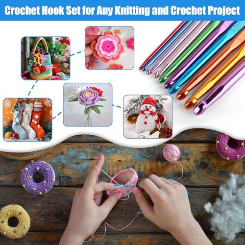 MECHEER Crochet Hooks Set, 54 Pack Crochet Needles Set Crochet Kits for Beginners, Ergonomic Crochet Hooks Kit with Storage Case, Knitting Needles, Hand Craft Knitting Accessories for Crocheters - Image 7