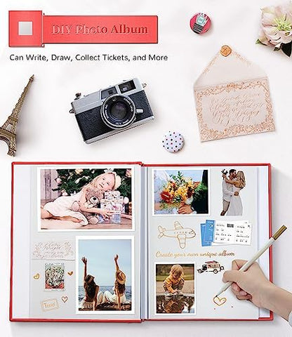 Artfeel Photo Album Self Adhesive Scrapbook Album for 3x5 4x6 5x7 8x10 Pictures,40 Pages Linen Cover with Display Window DIY Photo Book,Ideal Gifts for Family Travel Wedding Baby - Image 4