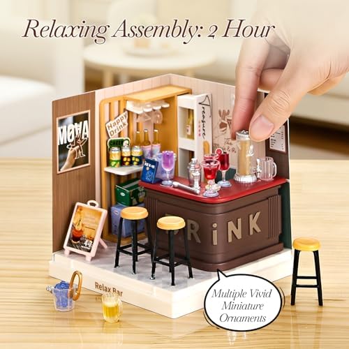 Super Mini Miniature Lounge Bar DIY Kit with Acrylic Display Case - Image 5