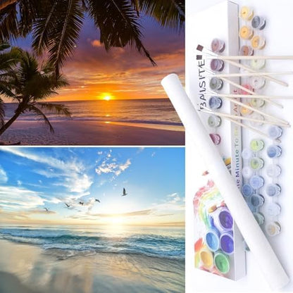 BAISITE Paint by Numbers Kit for Adults Beginners,12" Wx16 L 2 Pack Canvas for Painting Kits for Adults in Colorful Box-PBN217-218 by PaintbyNumbersKitsforAdults