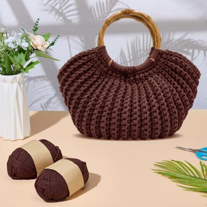 ACRNIGHEET Crochet Bag Kit for Adults Coffee Colored Handbag Crochet Kit for Beginners Knitting Purse Starters Set DIY Craft Making Kit with Step-by-Step Instructions and Video Guidance - Image 5