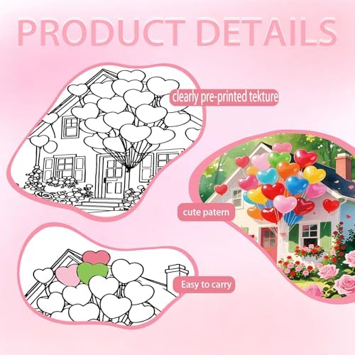 Niteform 12 Packs Valentine's Day Pre Drawn Canvas to Paint， 5x7 in Pre Printed Canvas Boards, Pre Stretched Outline Painting Kits for Beginners, Adults, Party Favors & Romantic Craft Activities - Image 3