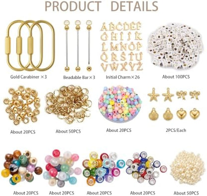 Yrelven Preppy Carabiner Charm Making Kit DIY Keychain Kit 360PCS - Image 2