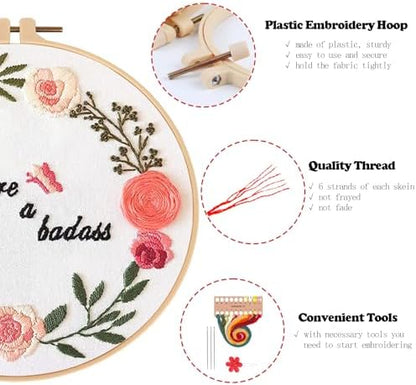 Topapfo Funny Embroidery Kit for Beginners Adults, Stamped Embroidery Pattern Cross Stitch Kits Needlepoint with Hoop Threads Needles Tools - Image 5