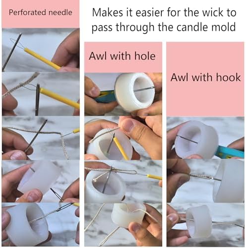 Candle Making Kit for Adults Beginners with Storage Bag, Candle Making Supplies Used for Punching and Inserting Candle Mold Wicks, Candle Making Tools Including Punching Needle with Hook and Large Eye - Image 4