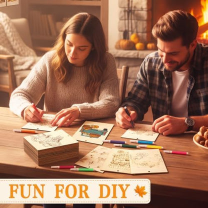 Soulchen 60 Pcs Large Fall Painting Crafts 4.7 x 3.9 Inch Unfinished Wood - Image 6