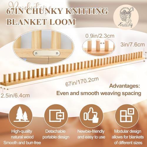 Novabright 67'' Extra Large Chunky Knitting Loom Knitting for Blanket Making 2 in 1 Making Loom for DIY Throw Blankets Adjustable Size Chunky Knit Foldable Weaving Kit for Beginner Yarn Craft - Image 2