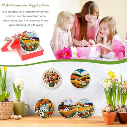 Wool Felt Painting Needle Felting Kit for Beginner Adult Flowers Landscape - Image 7
