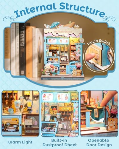 CUTEBEE Book Nook, DIY Miniature House Kit, Ice Cream Shop Booknook - Image 6