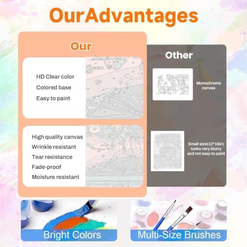 Flower Paint by Numbers Kit for Adults, DIY Oil Painting Canvas 16x20inch - Image 3