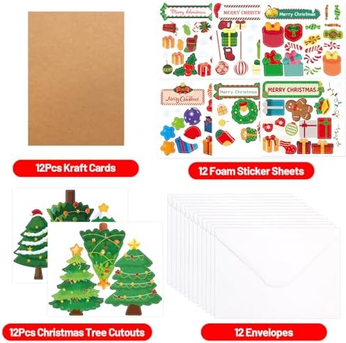 ceiba tree Christmas Cards Christmas Tree Card Making Craft Kits for Kids DIY Holiday Greeting Card Bulk for Classroom Activities Party Favors - Image 2