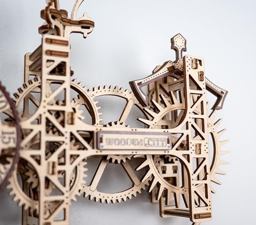 WOODEN.CITY Steampunk Wall Clock Kit – 3D Wooden Puzzle for Adults, Mechanical DIY Clock Model, Working Wall Art (257 Pieces) Made in EU - Image 3