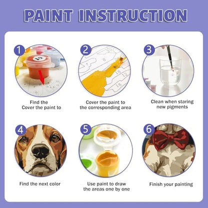 Framed Paint by Numbers Kit for Adults Beginner & Kids Ages 8-12, Funny Dog Adult Paint by Numbers with Frame, without Easel, DIY Acrylic Number Painting for Adults for Home Decor Gift 8 x 12 Inch - Image 6
