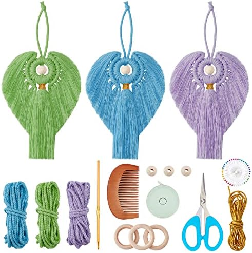 FREEBLOSS 3 Set Colorful Macrame Angel Kit Angel Hanging Ornament Boho Macrame Wall Hanging Decor Gift for Mom Girls by FreeandCreativeCraftsArt