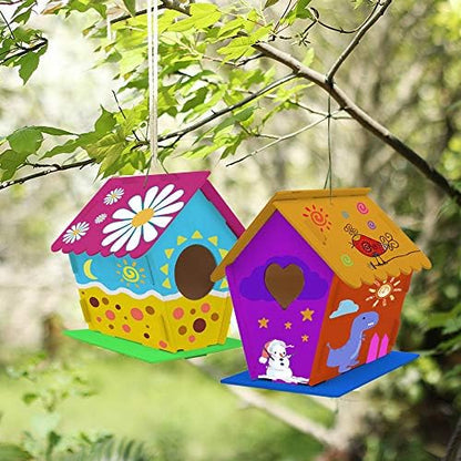 hapray 2 Pack Bird House Kits for Kids, DIY Birdhouse Kit Build and Paint - Image 6