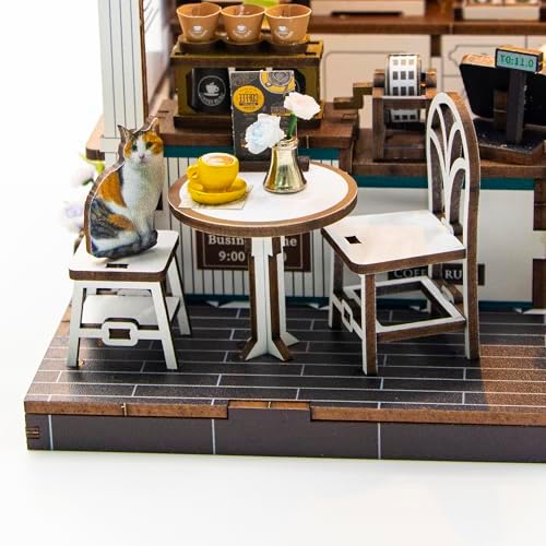 Miniature Coffee Shop Kits DIY for Adults and Teens, Miniature House Book Nook with Lights, Craft Kit for Family and Friends - Image 6