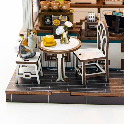 Miniature Coffee Shop Kits DIY for Adults and Teens, Miniature House Book Nook with Lights, Craft Kit for Family and Friends - Image 6