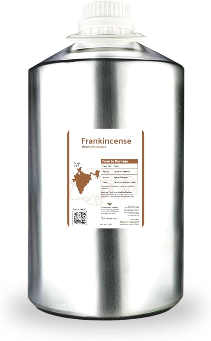 Nature Packaged Frankincense Essential Oil - Direct from Madhya Pradesh, India - Pure Essential Oil for Diffusers and Aromatherapy | 100% Pure Therapeutic Grade Natural Aceite de Incienso (22lbs)