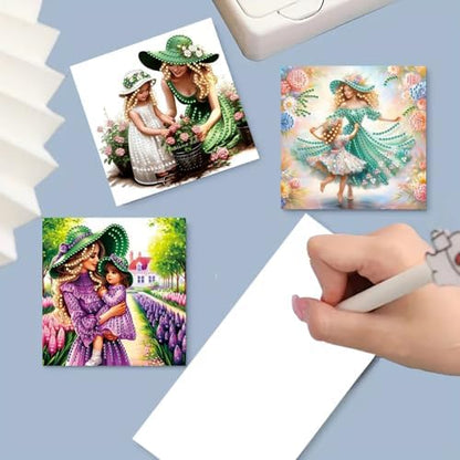 6Pcs Greeting Card DIY Diamond Art Painting Greeting Cards Special Shaped Holiday Blessing Folding Card Kit with Envelopes Arts Crafts for Birthday Festival-Mother03 - Image 3
