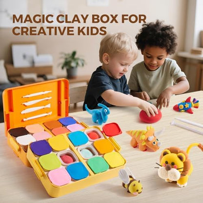 Jar Melo Air Dry Clay, Magic Modeling Clay Kit, 24 Colors with Storage Box - Image 3