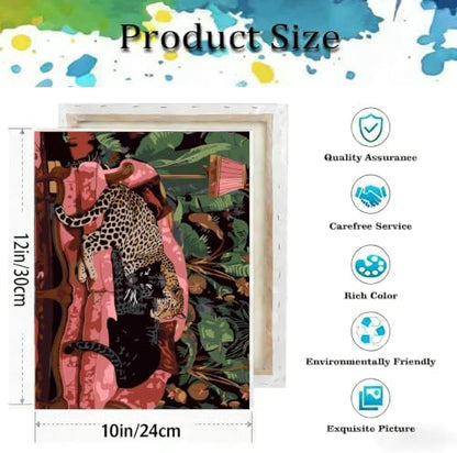 Cheetah Paint by Numbers Kit for Adults,Leopard Paint by Number With Frame - Image 3
