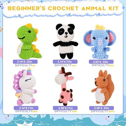 Alutaba Crochet Kit for Beginners Adults, 6pcs Animal Crochet Starter Kit - Image 3