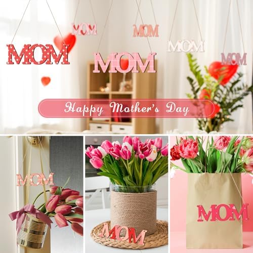 Wooden MOM Letter Ornaments to Paint 7 Inch, Large Size Mothers Day Wooden Cutout DIY Blank Unfinished Wood Discs Mother's Gifts Ornament for Crafts Hanging Decorations(10PCS) - Image 2