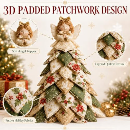 DIY Halloween Christmas Quilted Fabric Tree Kit, 3D Padded Patchwork Sewing Craft Kit for Beginners, Home Office Mantel Shelf Tabletop Decor, Handmade Holiday Gift for Craft Lovers (Christmas #C) - Image 4