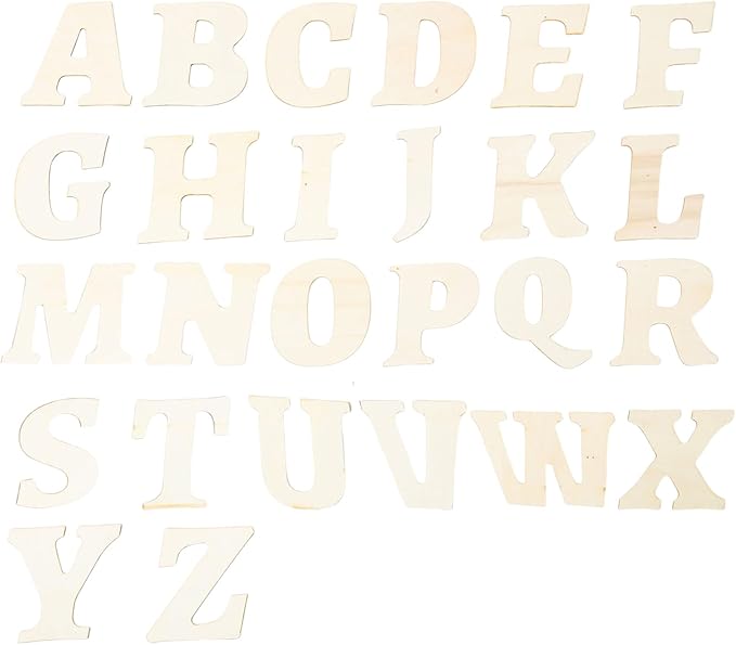 156pcs 4in Wooden Letters Craft Set Cute Letter Shapes for Home Decor and DIY Projects (4IN)