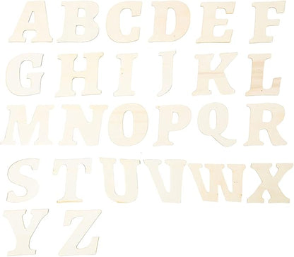 156pcs 4in Wooden Letters Craft Set Cute Letter Shapes for Home Decor and DIY Projects (4IN)