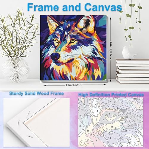 Artunion Framed Paint by Numbers Kit for Adults Beginners & Kids Ages 8-12,Wolf Head Paint by Number with Frame,Acrylic Paint by Numbers Kit on Canvas 10 * 10 Inch Without Easel - Image 5