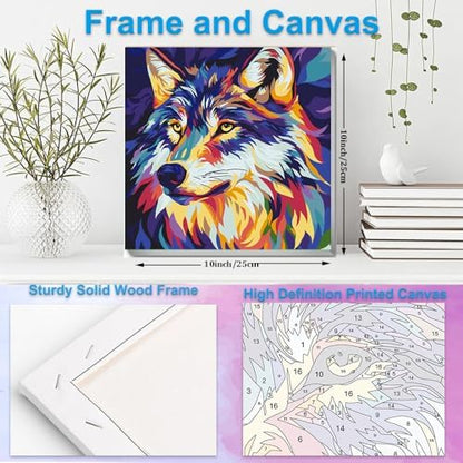 Artunion Framed Paint by Numbers Kit for Adults Beginners & Kids Ages 8-12,Wolf Head Paint by Number with Frame,Acrylic Paint by Numbers Kit on Canvas 10 * 10 Inch Without Easel - Image 5