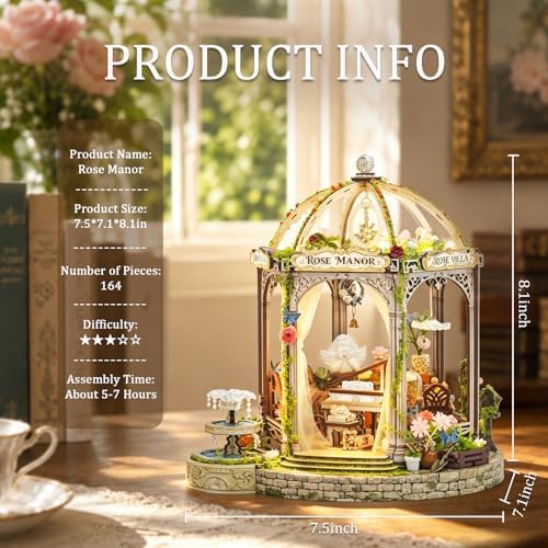 Rose Manor Wooden DIY Miniature House Kit with Music & Lights - Image 3