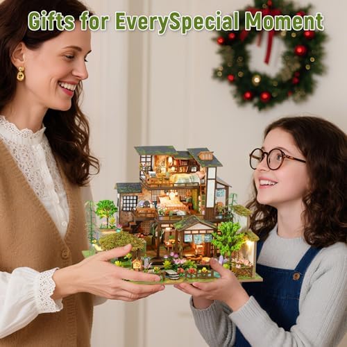 DIY Miniature House Kit with LED Lights, Bamboo Spring Courtyard Wooden Mini House Building Kit for Adults & Teens, Creative Crafts for Women, Friends & Hobbyists - Image 5