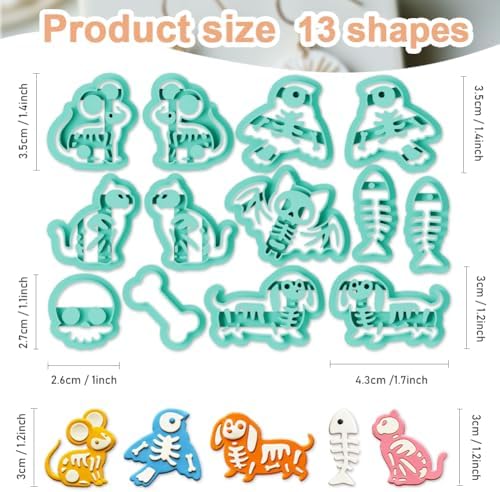 13Pcs Skeleton Polymer Clay Cutters Ceramic Clay Earrings Cutters - Image 2